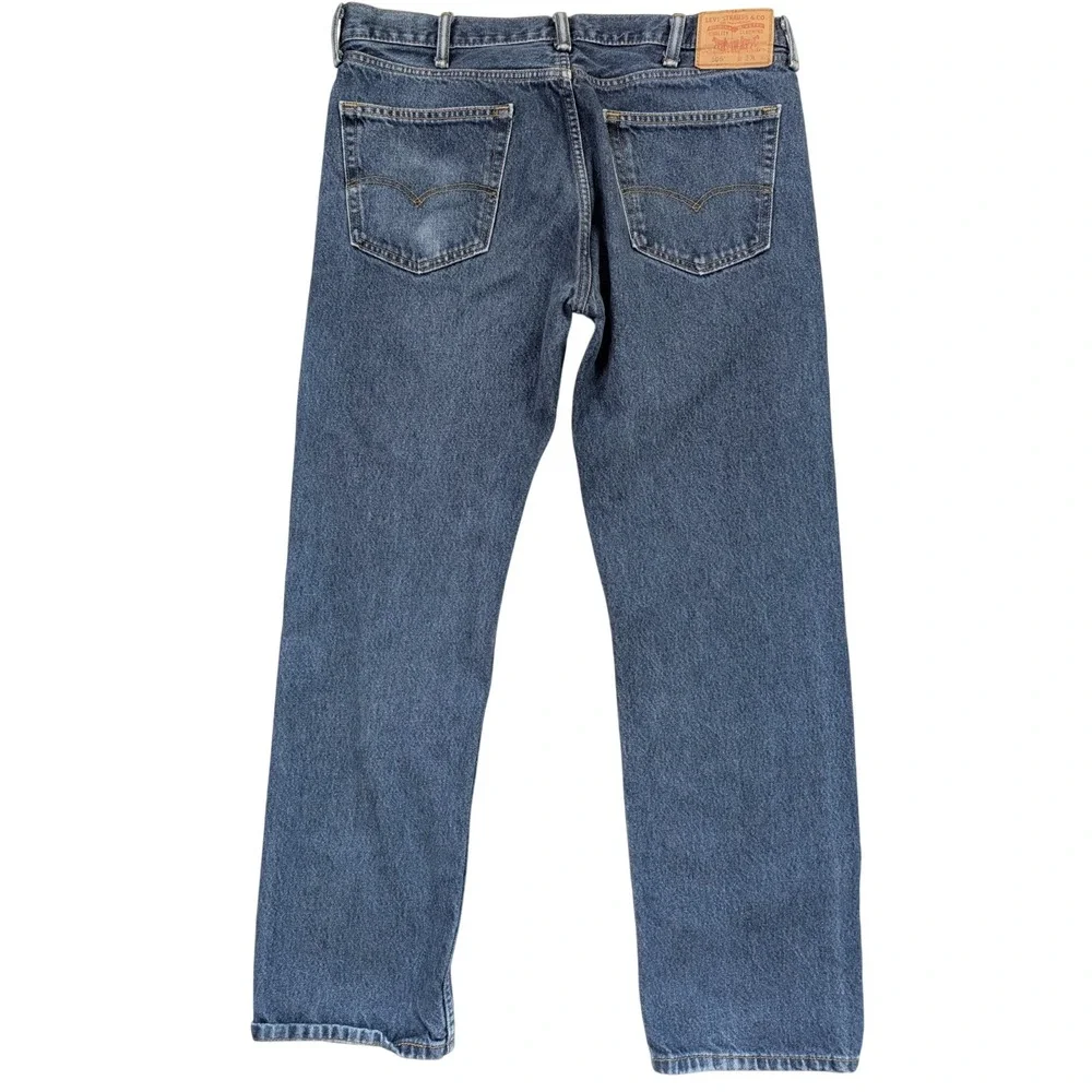 Levi's 505 Regular Fit Straight Leg Blue Wash Denim Jeans Men's 38x32‎